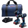 imageBosch GXL18V238B25 18V 2Tool Combo Kit with ConnectedReady 14 In Hex Impact Driver ConnectedReady Compact Tough 12 In DrillDriver and 2 CORE18V 40 Ah Batteries
