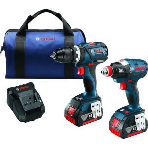 imageBosch CLPK251181 18V 2 Tool Combo Kit with 14quot and 12quot Socket Ready Impact Driver and 12quot Hammer DrillDriver BlueTool Combo Kit