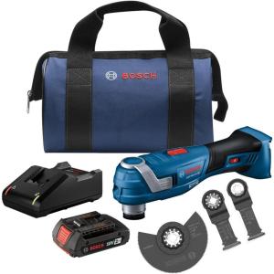 imageBOSCH GOP18V34N 18V Brushless StarlockPlus Oscillating MultiTool Bare Tool Cordless Variable Speed with 114 In BiMetal Plunge Cut Bladew 18V 2 Ah Battery