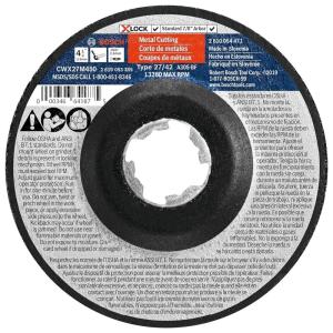 imageBOSCH TCWX1S500 5 In x 045 In XLOCK MetalStainless Fast Cutting Abrasive Wheel 60 Grit Compatible with 78 In Arbor Type 1A ISO 41 for Applications in Metal Stainless Steel CuttingType 27A Metal