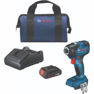 imageBOSCH GDR18V1800B12 18V Cordless Brushless 14 In Hex Impact Driver Kit with 1 2 Ah Standard Power Battery 18V Charger and Storage Bagw 18V 2 Ah Battery