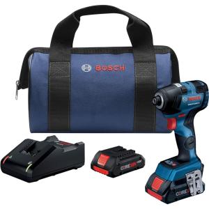 imageBOSCH GDR18V1800B12 18V Cordless Brushless 14 In Hex Impact Driver Kit with 1 2 Ah Standard Power Battery 18V Charger and Storage Bagw 2 18V 4 Ah Batteries