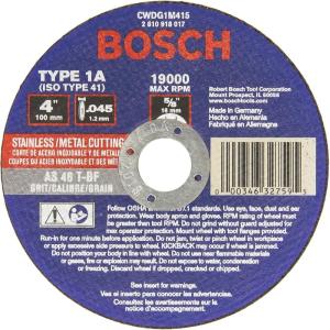 imageBosch CWDG1M415 4 In x 045 In 58 In Arbor Type 1A 46 Grit Metal Cutting Grinding Wheel