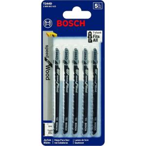 imageBosch T244D3 4quot 6 TPI TShank Jig Saw Blades 5 Piece