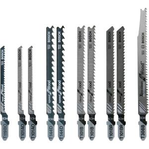 imageBosch TShank Jig Saw Blade Set 10 Pieces 314  458 620 TPI In Robust Case For Wood
