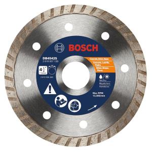 imageBOSCH DB442C 4 in Premium Turbo Rim Diamond Blade with 58 in 78 in Arbor for Smooth Cut WetDry Cutting Applications in Concrete Masonry412Inch