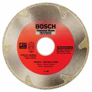 imageBOSCH DB443C 4 in Premium Continuous Rim Diamond Blade with 58 in 78 in Arbor for Clean Cut WetDry Cutting Applications in Tile Granite MarbleDry