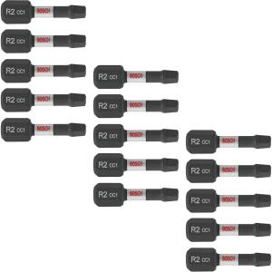 imageBOSCH ITDSQ2115 15 Count Pack of 1 1 in Driven Square 2 Impact Tough Screwdriving Insert Bits