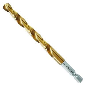 imageBOSCH TI2159IM 1Piece 12 In x 6 In Titanium Nitride Coated Metal Drill Bit Impact Tough with ImpactRated Hex Shank for Applications in HeavyGauge Carbon Steels Light Gauge Metal Hardwood516 Diameter