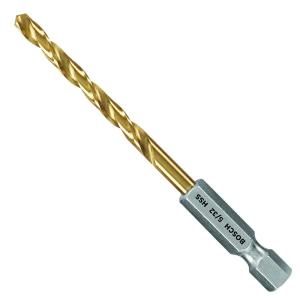 imageBOSCH TI2159IM 1Piece 12 In x 6 In Titanium Nitride Coated Metal Drill Bit Impact Tough with ImpactRated Hex Shank for Applications in HeavyGauge Carbon Steels Light Gauge Metal Hardwood532 Diameter