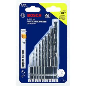 imageBOSCH BL9IM 9Piece Assorted Set Black Oxide Metal Drill Bits Impact Tough with ImpactRated Hex Shank for Applications in Steel Copper Aluminum Brass Oak MDF Pine PVC and More