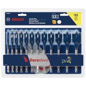 imageBOSCH DSB5012 12Piece Assorted Set Daredevil Spade Bits 14 in Hex Shank Ideal for Fast Drilling Applications in WoodBit Set