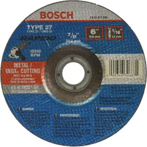 imageBosch TCW27S600 6 In 116 In 78 In Arbor Type 27A ISO 42 46 Grit Rapido Fast MetalStainless Cutting Abrasive Wheel