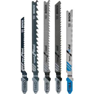 imageBosch TShank Jig Saw Blade Set T501 5 Pieces 314  4 624 TPI For Wood And Metal