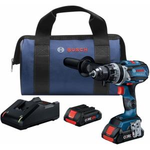 imageBOSCH GSR18V975CB25 18V Brushless ConnectedReady 12 In DrillDriver Kit with 2 CORE18V 4 Ah Advanced Power Batteriesw 2 18V 4 Ah Batteries