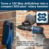 imageBOSCH GSR12V300FCB22 12V Max EC Brushless Flexiclick 5In1 DrillDriver System with 2 2 Ah BatteriesRotary Hammer Attachment
