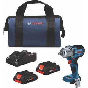 imageBOSCH GDS18V330CB25 18V Brushless ConnectedReady 12 In MidTorque Impact Wrench Kit with Friction Ring and ThruHole and 2 CORE18V 4 Ah Advanced Power Batteriesw 2 18V 4 Ah Batteries