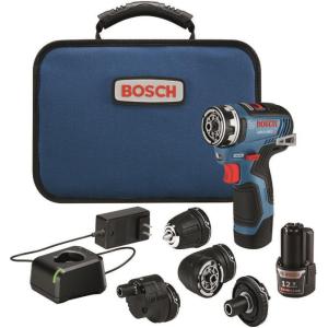 imageBOSCH GSR12V300FCB22 12V Max EC Brushless Flexiclick 5In1 DrillDriver System with 2 2 Ah BatteriesStarterKit