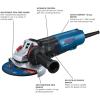 imageBOSCH GWS1460PD 6 In Angle Grinder  13Amp Motor 9700 RPM No LockOn Paddle Switch AntiVibration Handle KickBack Control Soft Start Overload Protection