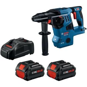 imageBOSCH GBH18V28CK28 18V Brushless ConnectedReady SDSplus Bulldog 118 In Rotary Hammer with 2 CORE18V LithiumIon 8 Ah High Power Batteriesw 2 18V 8 Ah Batteries