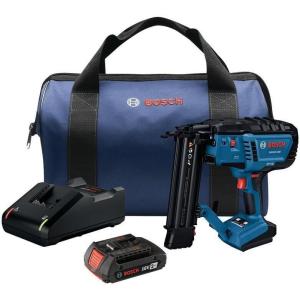 imageBOSCH GNH18V18MB12 18V Brushless 18Gauge Brad Nailer Kit with 2Ah Battery and Charger  Cordless Efficient and Precise for Decorative Work and Tight SpacesTool  Battery  Charger