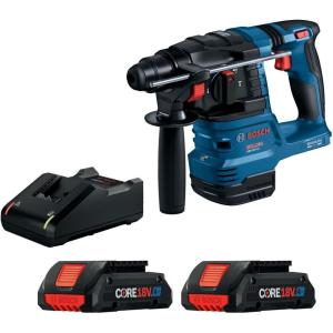imageBosch GBH18V22N 18V Brushless SDSplus Bulldog 34 In Rotary Hammer Bare Toolw 2 18V 4 Ah Batteries