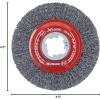 imageBOSCH WBX328 3 In XLOCK Arbor Carbon Steel Knotted Wire Single Row Cup Brush For Applications in Removing Weld Scale Burrs and Corrosion Preparing Painting SurfacesTempered Steel Wire Wheel