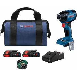 imageBOSCH GDR18V1860CB25 18V ConnectedReady 14 In Hex Impact Driver Kit with 2 CORE18V 4 Ah Advanced Power Batteries and 1 Connectivity Module