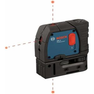 imageBOSCH GPL 3 ThreePoint SelfLeveling Alignment Laser Includes 3 AA Batteries Multipurpose Attachment Mounting Strap Recalibration Wrench Pouch ampamp Carrying Case