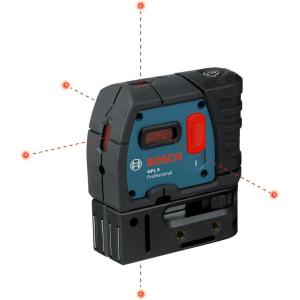 imageBOSCH GPL 5 FivePoint SelfLeveling Alignment Laser Includes 3 AA Batteries Multipurpose Attachment Mounting Strap Recalibration Wrench Pouch ampamp Carrying Case