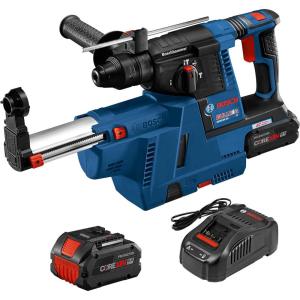 imageBOSCH GBH18V26K24AGDE Brushless SDSplus Bulldog 1 In Rotary Hammer Kit with DustCollection Attachment and 2 CORE18V 80 Ah PROFACTOR Performance Batteries