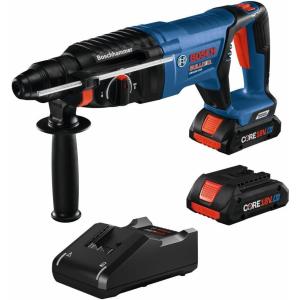 imageBosch GBH18V26DK25 18V EC Brushless SDSplus Bulldog 1 In Rotary Hammer Kit with 2 CORE18V 4 Ah Advanced Power Batteries