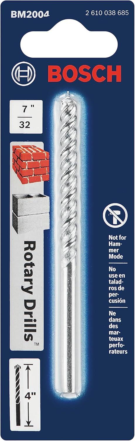 imageBosch BM2004 732inch Fast Spiral Rotary Masonry Drill Bit for Brick and Block 732quot X 2quot X 4quot