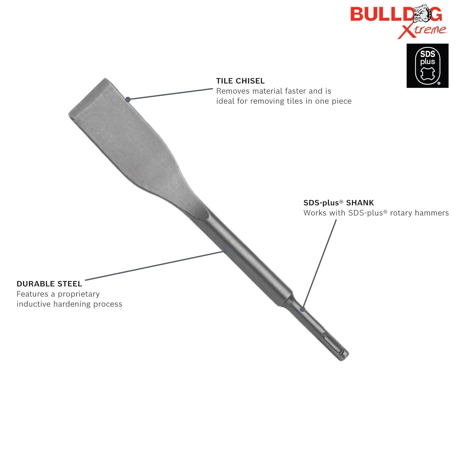 imageBOSCH HS1465 112 in x 10 in Tile Chisel SDSPlus Bulldog Xtreme Hammer Steel Ideal for Removing Tiles Smaller Grout Joints