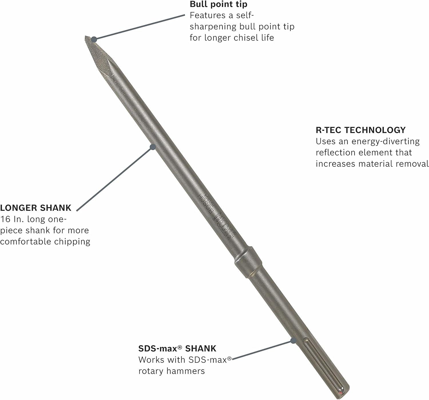 imageBOSCH HS1904 SDSmax 16quot Rtec Bull Point Chisel