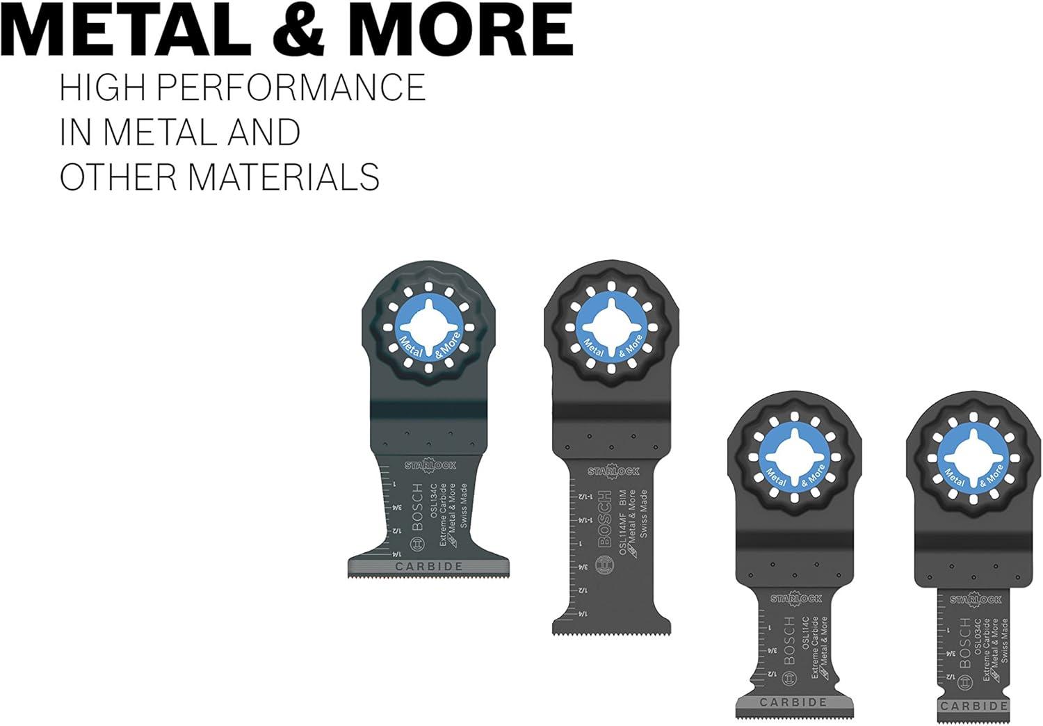 imageBOSCH OSM114C 114 In StarlockMax Oscillating Multi Tool Metal ampamp More Carbide Extreme Plunge Cut Blade for ExtremeDuty Applications in Cutting Iron Bar Metal Wood with Nails Drywall and Tile