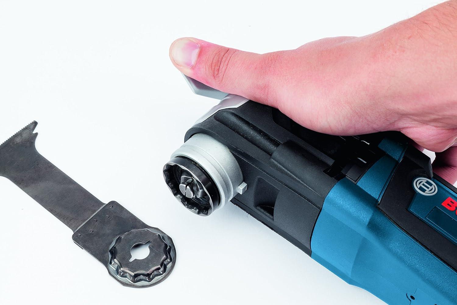 imageBOSCH OSM114C 114 In StarlockMax Oscillating Multi Tool Metal ampamp More Carbide Extreme Plunge Cut Blade for ExtremeDuty Applications in Cutting Iron Bar Metal Wood with Nails Drywall and Tile