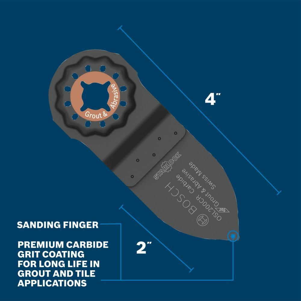imageBosch OSL200CR 2 in Starlock Oscillating Multi Tool Carbide Grit Sanding Finger2 In