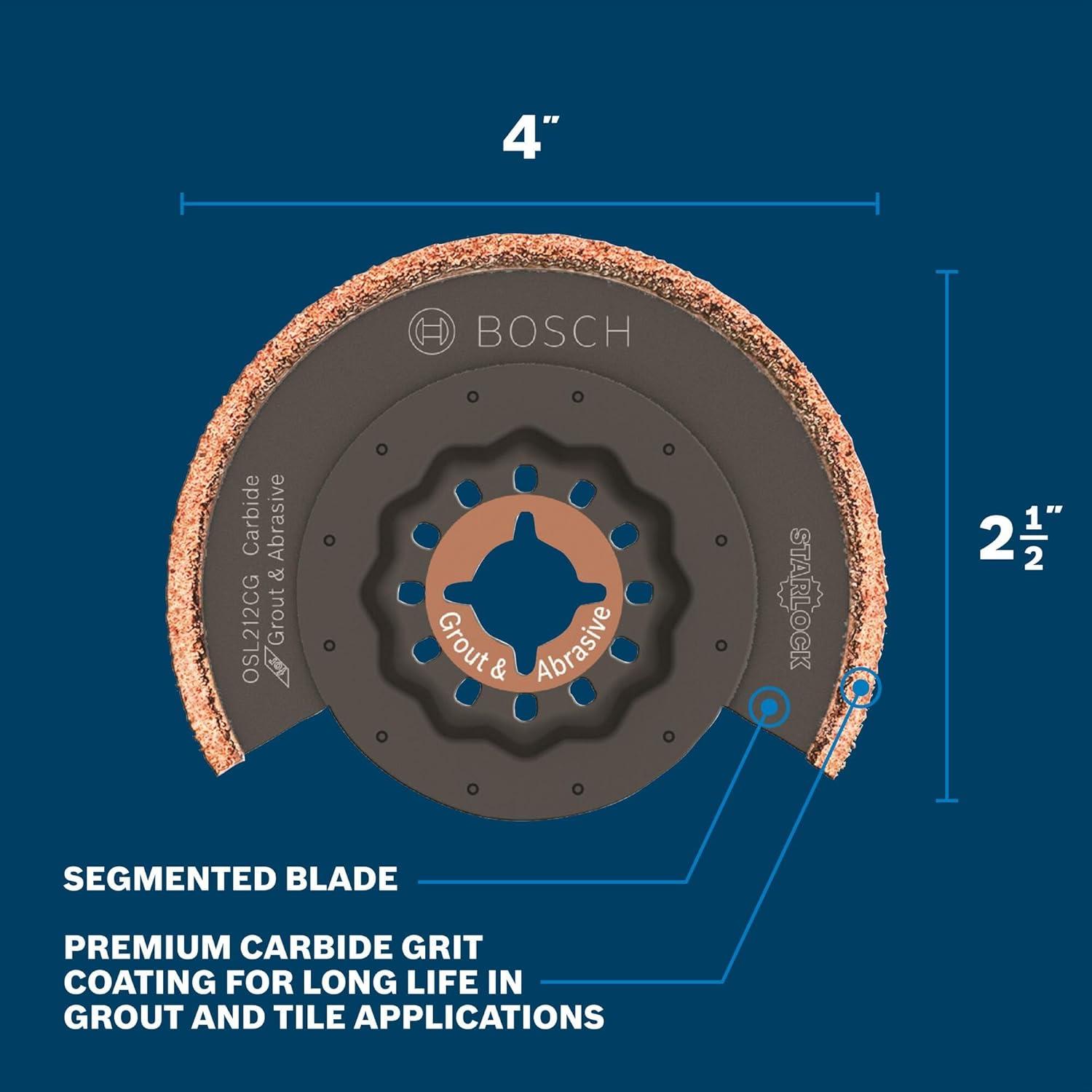 imageBosch OSL200CR 2 in Starlock Oscillating Multi Tool Carbide Grit Sanding Finger212 In