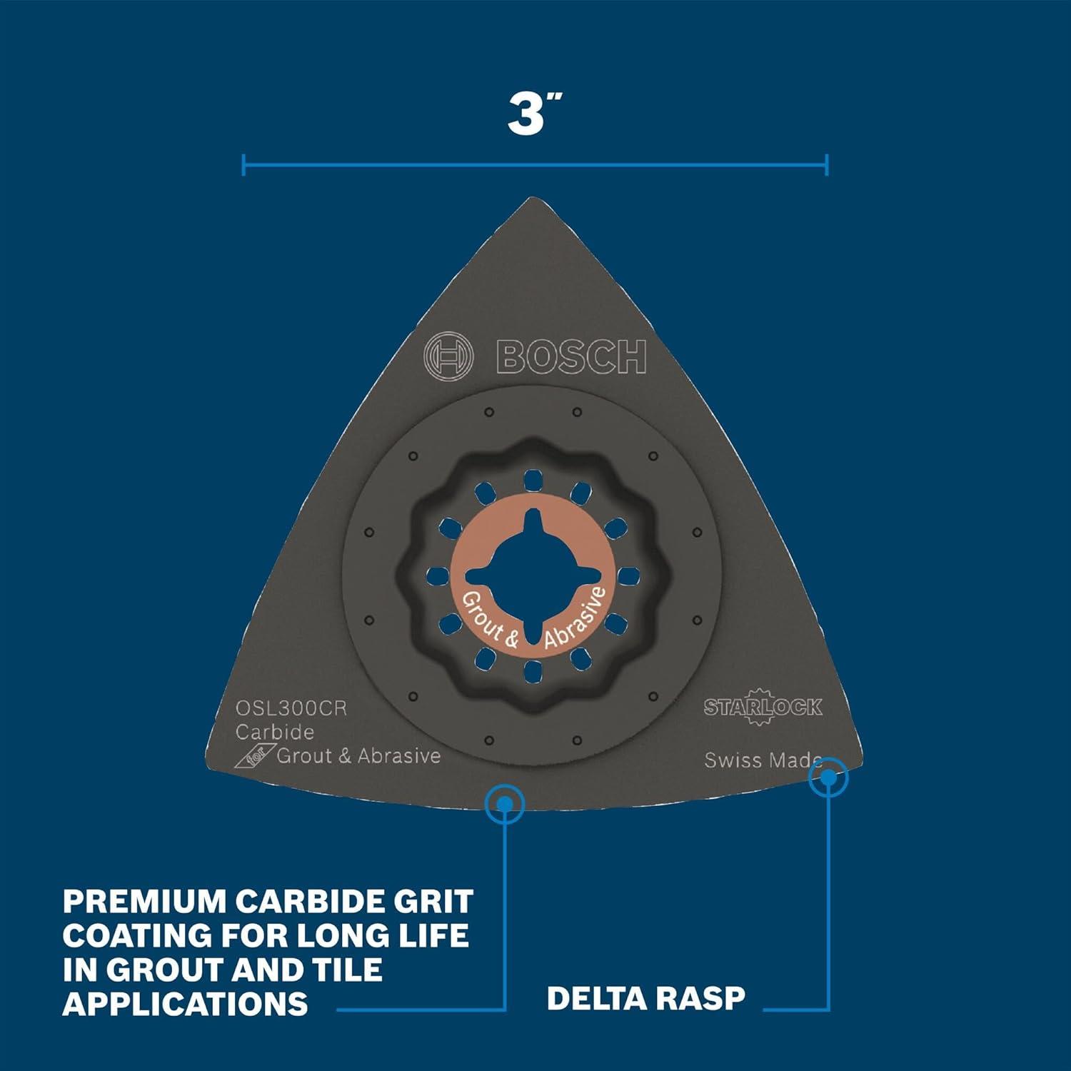 imageBosch OSL200CR 2 in Starlock Oscillating Multi Tool Carbide Grit Sanding Finger3 In