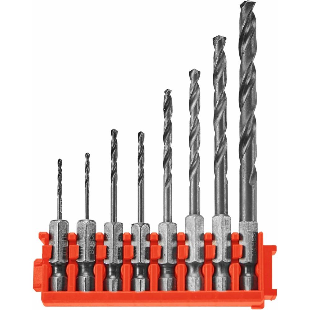 imageBOSCH ITDDV08C  8 pc Driven Impact Black Oxide Drill Bits with Clip for Custom Case System