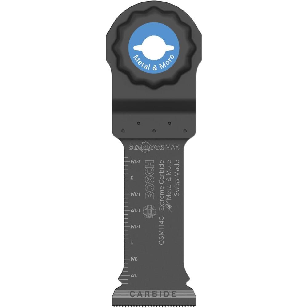 imageBOSCH OSM114C 114 In StarlockMax Oscillating Multi Tool Metal ampamp More Carbide Extreme Plunge Cut Blade for ExtremeDuty Applications in Cutting Iron Bar Metal Wood with Nails Drywall and Tile