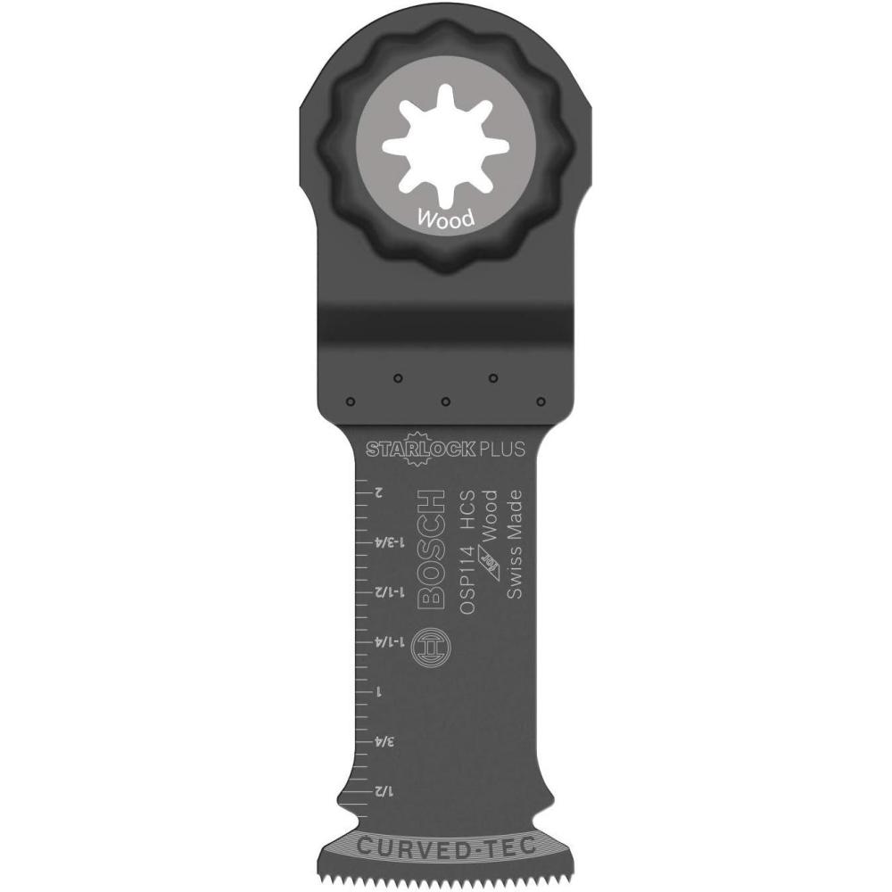 imageBOSCH OSP114 1Piece 114 In Starlock Oscillating Multi Tool Wood CurvedTec HighCarbon Steel Plunge Cut Blade for HeavyDuty GeneralPurpose Applications in Wood