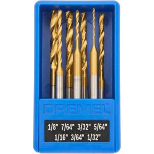 imageDremel 628HP 7 Piece TitaniumCoated Rotary Drill Bit Set  Ideal for Wood and Soft Metals Drilling