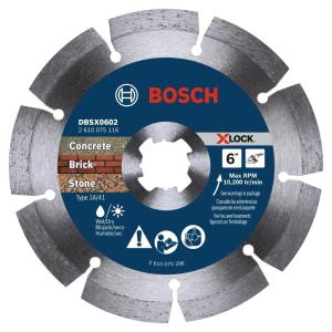 image:imageBOSCH DBSX0602 6 in XLock Premium Segmented Rim Diamond Blade  5X Faster Change Max Durability  Reinforced Concrete Stone  XLock amp Standard Angle Grinders6 DIAMETER