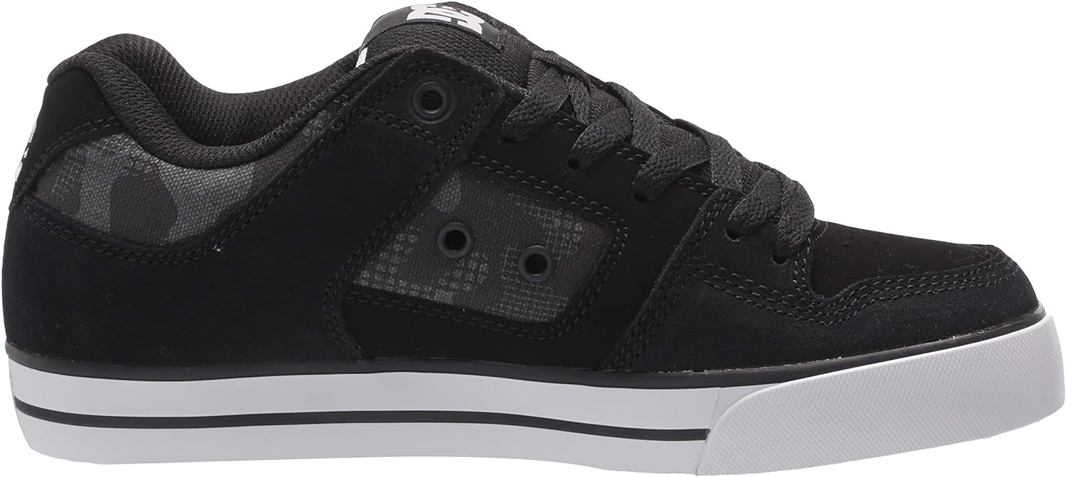 DC Men’s Pure Casual Low Top Lace Up Skate Shoe Sneaker(Black/White