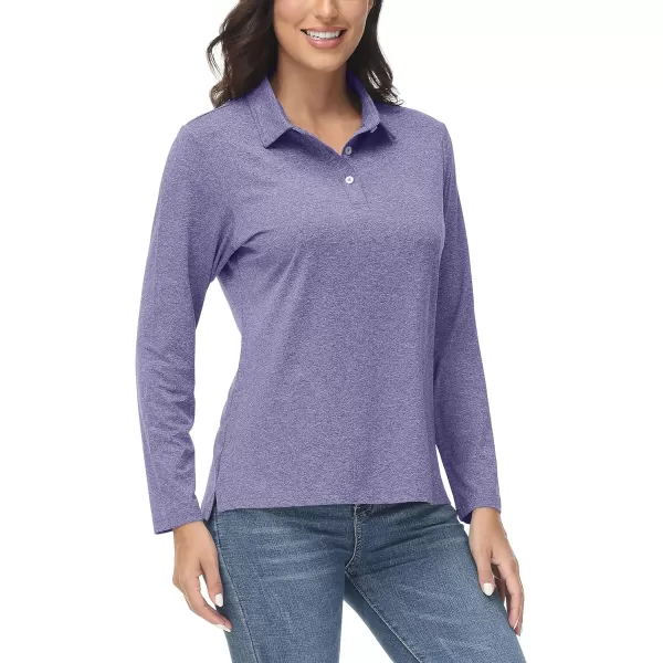 TACVASEN Women's Polo Shirt Long Sleeve Quick Dry UPF 50+ Sun Protection Shirts for Golf Athletic Hiking Running Work