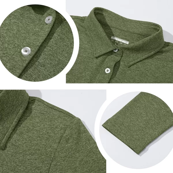 TACVASEN Women's Polo Shirt Long Sleeve Quick Dry UPF 50+ Sun Protection Shirts for Golf Athletic Hiking Running Work