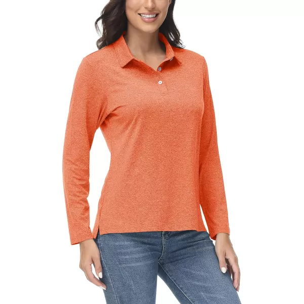TACVASEN Women's Polo Shirt Long Sleeve Quick Dry UPF 50+ Sun Protection Shirts for Golf Athletic Hiking Running Work