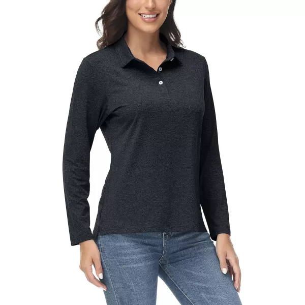TACVASEN Women's Polo Shirt Long Sleeve Quick Dry UPF 50+ Sun Protection Shirts for Golf Athletic Hiking Running Work